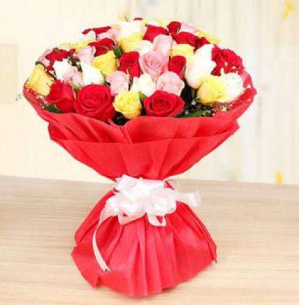 Valentine 75 Mixed Roses Bouquet Large