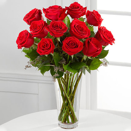 Valentine Red Roses Vase