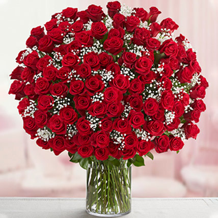 Valentine 50 Red Roses Vase