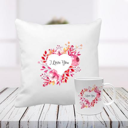 I Love You Cushion and Mug Combo