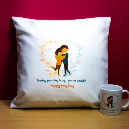 Hug Day Cushion and Mug