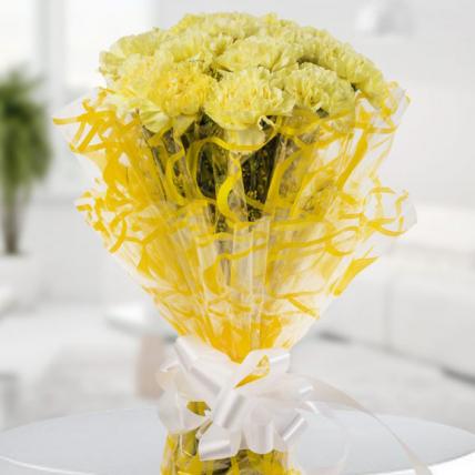 Bright Yellow Carnation Bouquet