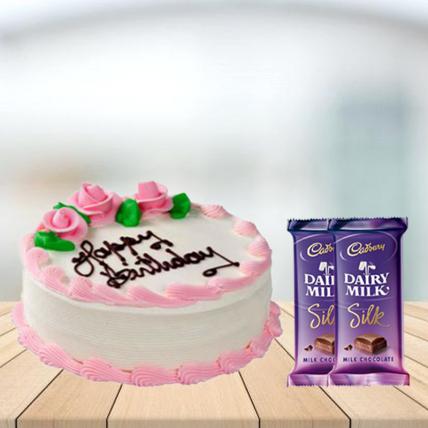 Strawberry Cake with Cadbury Silk Combo