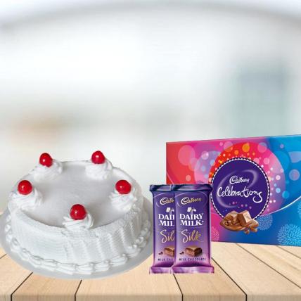 Vanilla Cake with Assorted Chocolates Combo