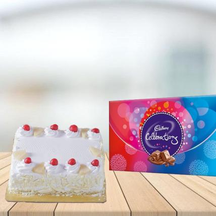 Square Pineapple Cake with Cadbury Celebration Combo