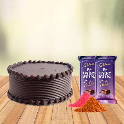 Chocolate Cake and Cadbury Silk with Free Gulal