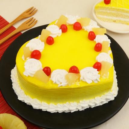 Premium Heart Shape Pineapple Cream Cake