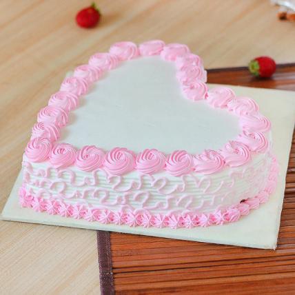 Fresh Heart Shape Strawberry Cake