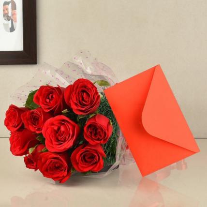Red Roses and Greeting Card Combo