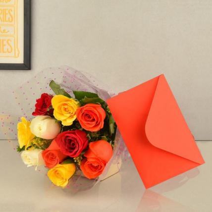 Mixed Roses With Greeting Card