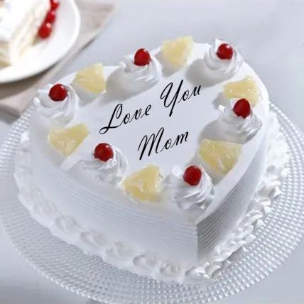 Love You Mom Heart Shape Pineapple Cake