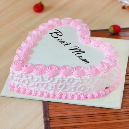 Best Mom Fresh Heart Shape Strawberry Cake