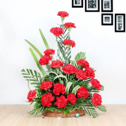 Red Carnation Basket Arrangement