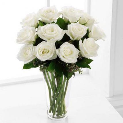 White Roses Vase