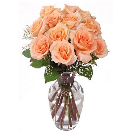 Peach Roses Vase