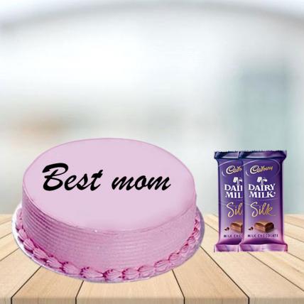 Mothers Day Pink Strawberry Cake with Cadbury Silk Combo