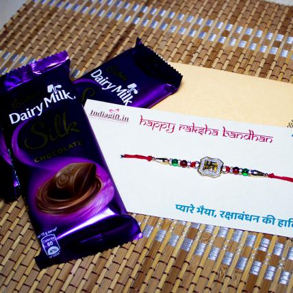 Swastika Rakhi with Dairy Milk Silk Chocolates