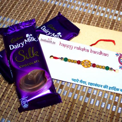 Swastik Rakhi with Dairy Milk Silk Chocolates