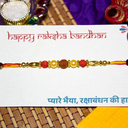 Rudraksh Rakhi with Golden Beads