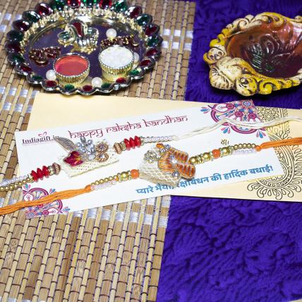 Beautiful Saffron Rakhi Set