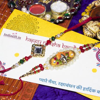 Pearl Ganesha Rakhi Set