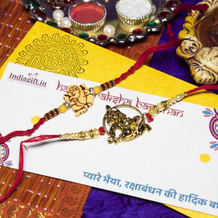 Shri Ganesha & Krishna Rakhi Set