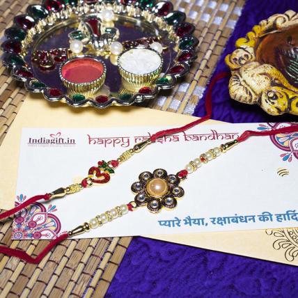 OM Pearl Rakhi Sets