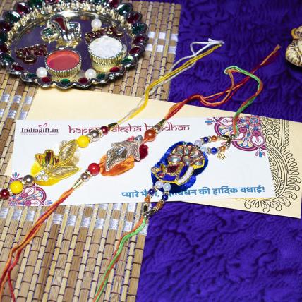 Colourful Pearl Rakhi Combo