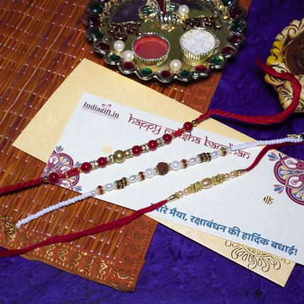 Pearl Rudraksh Rakhi Combo