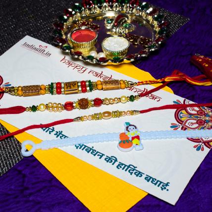 OM Krishna Rakhi Combo of 4