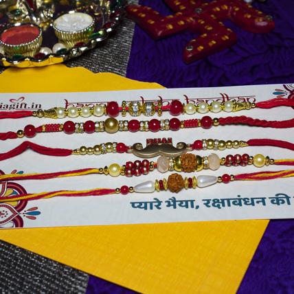 Rudraksh Rakhi Combo of 5