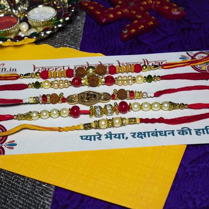 Special Rudraksh Rakhi Combo of 5