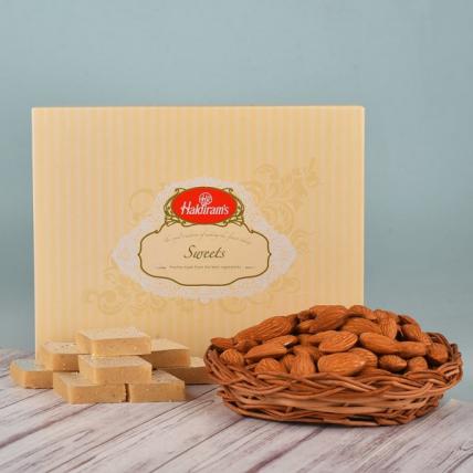 Rakhi with Kaju Katli and Almonds Combo