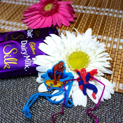 Spider Man Rakhi with Dairy Milk Silk Chocolates
