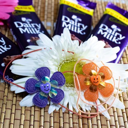 Flower Kids Rakhi Set With Chocolates