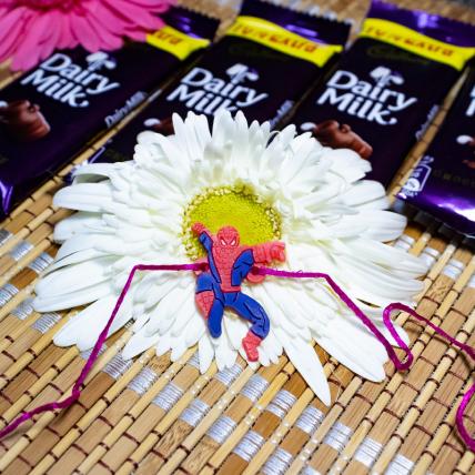 Spider Man Rakhi With Chocolates 