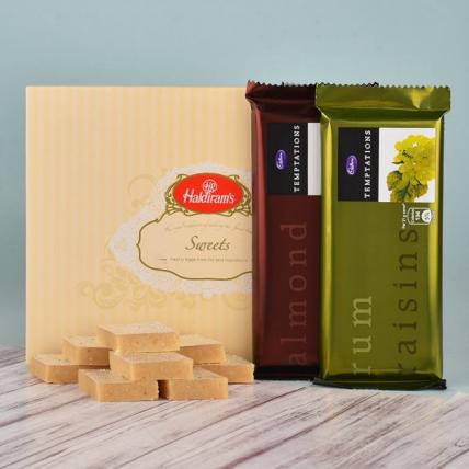  Rakhi with Kaju Katli & Temptation Chocolate