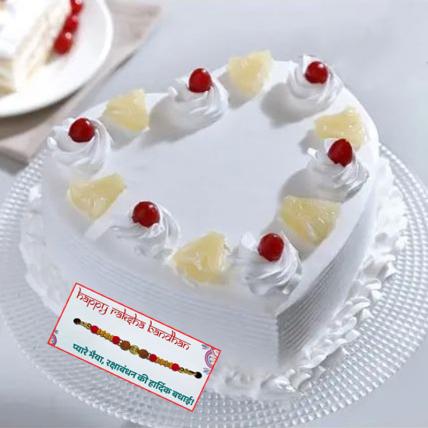 Fresh Heart Pineapple Cake with Rakhi