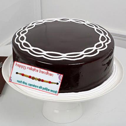 Chocolate Cream Cake with Rakhi