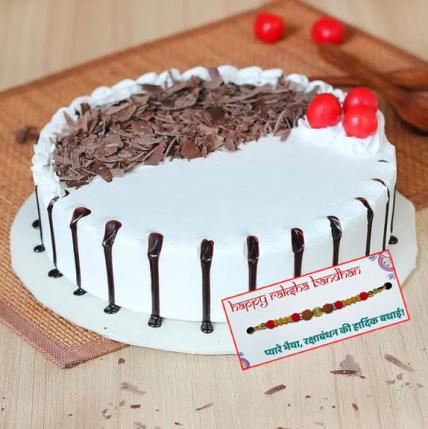 Snowy Black Forest Cake with Rakhi