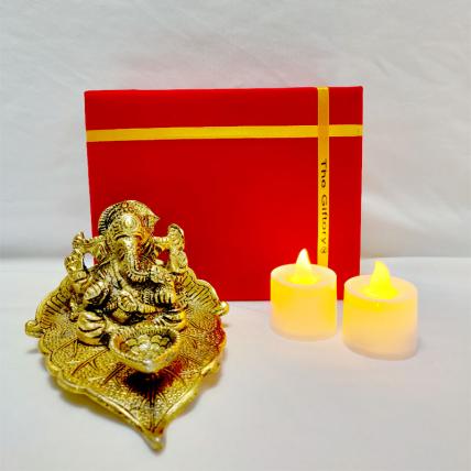 Ganesha Diya with LED Diyas