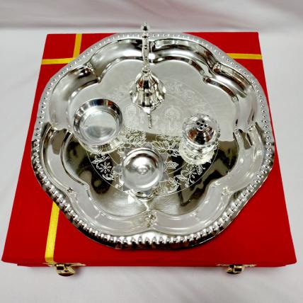 Traditional Silver Thali Set