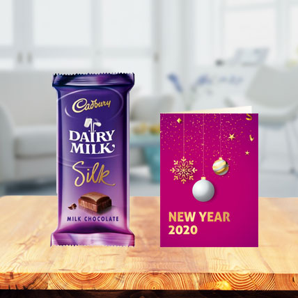 Dairy Milk Silk Chocolates with New Year Greeting Card
