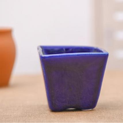 Square Cone Ceramic Pot (Navy Blue)