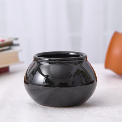 Handi Shape Round Ceramic Pot (Black)