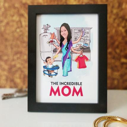 The incredible mom caricature frame