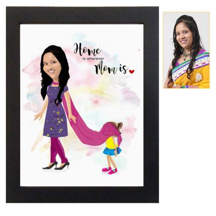 Cute mom caricature frame