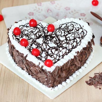 Elegant Heart Shape Blackforest Cake