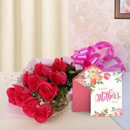 Mothers Day Red Flowers and Card