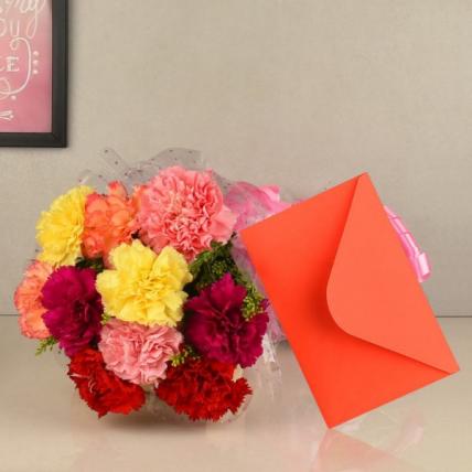 Mixed Carnation Bouquet and Card